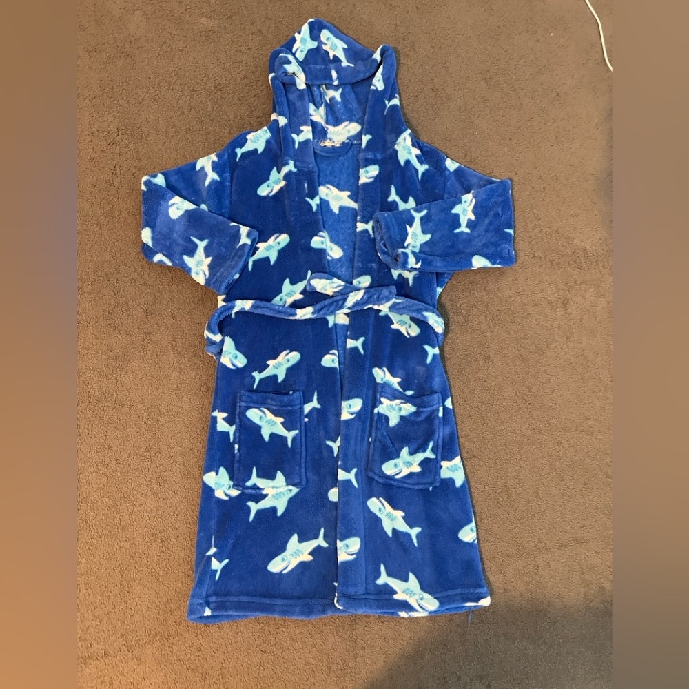 Kids Plush Blue Shark Robe